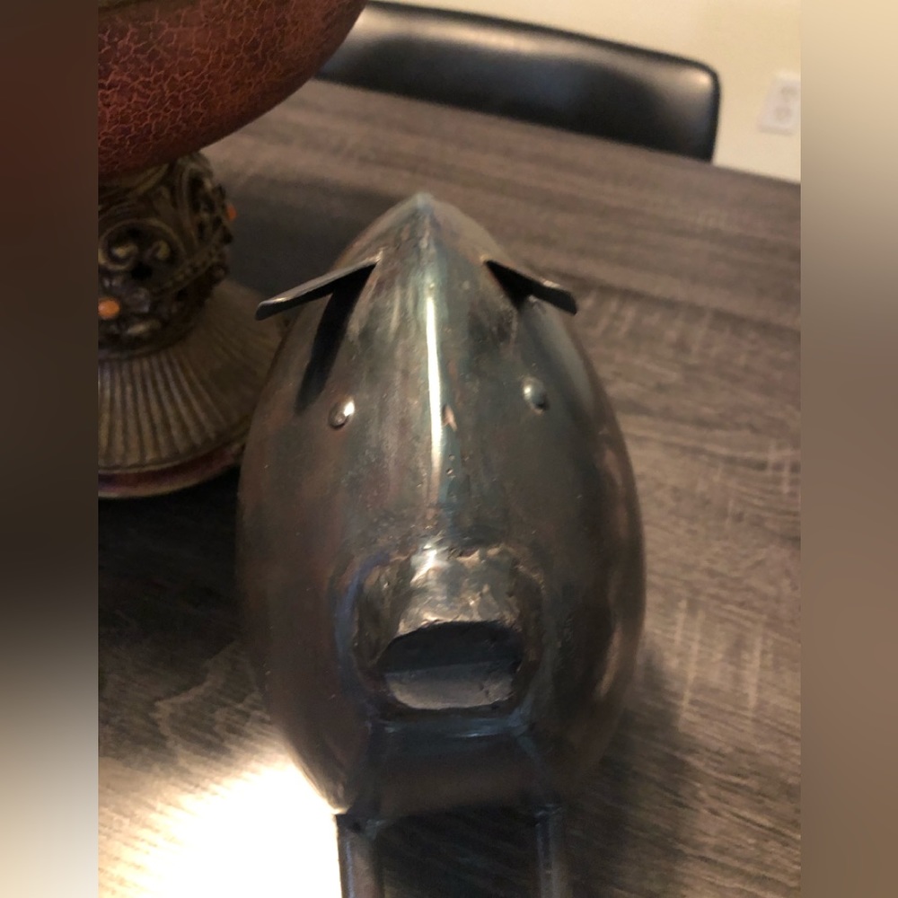 Hand forged mid century modern steel home decor piggy.